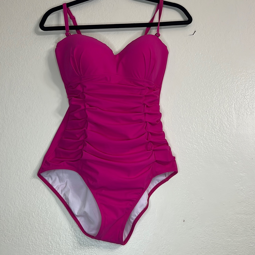 Profile By Gottex Ribbons Molded Cup Bandeau One Piece Swimsuit